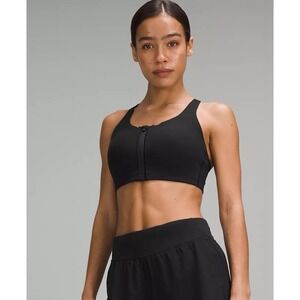 Lululemon Womens 34DD Black Enlight Energy Zip Front High Support Sports Bra SEE